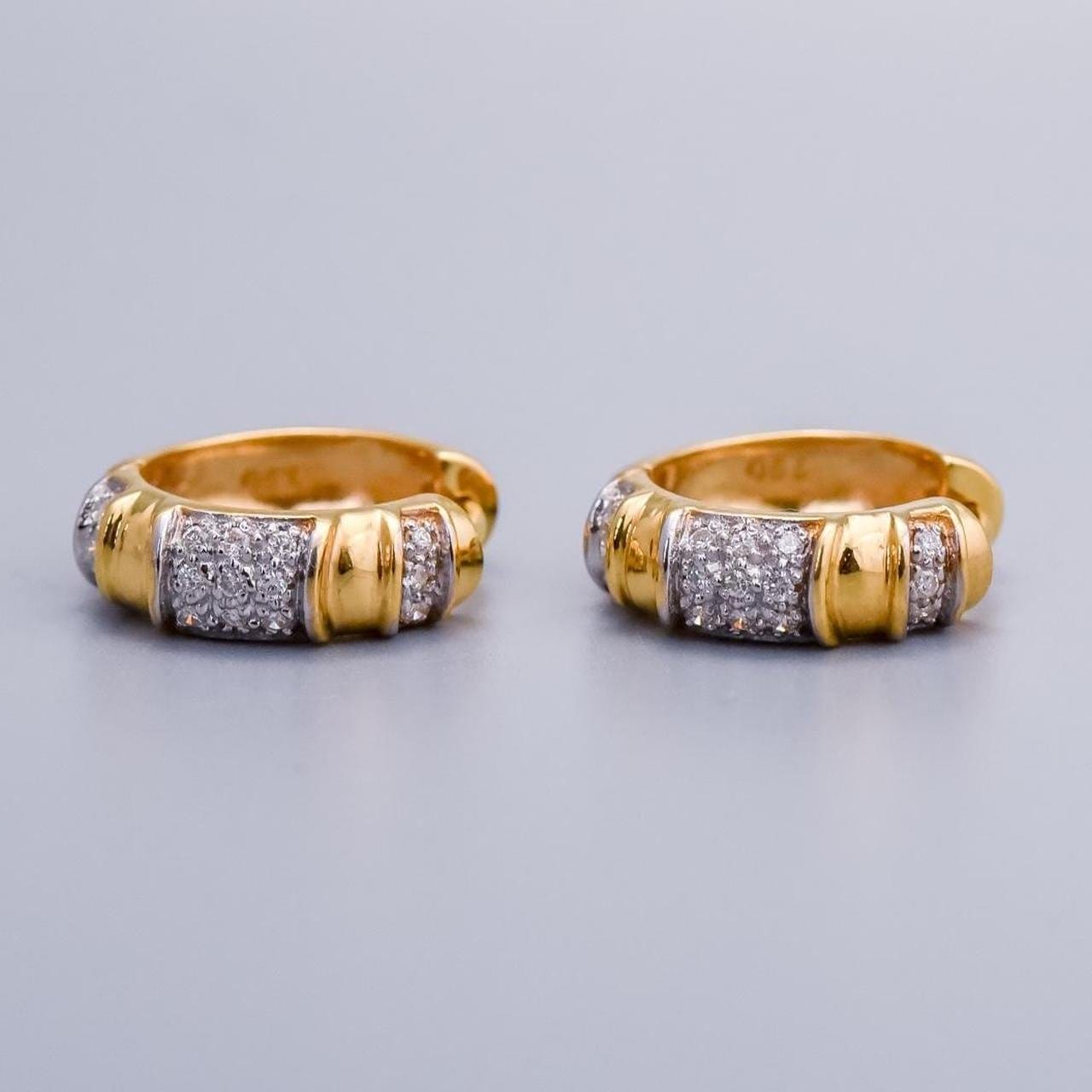 18K Gold Diamond Clustered Hoop Earrings