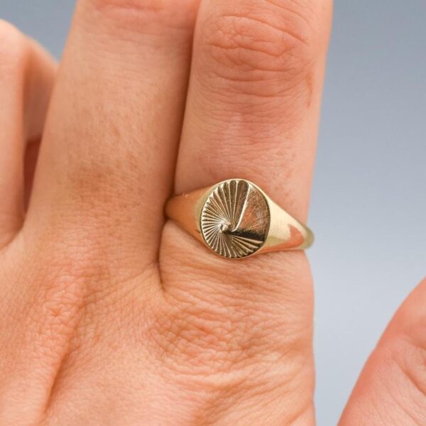 9K Gold Oval Signet Ring