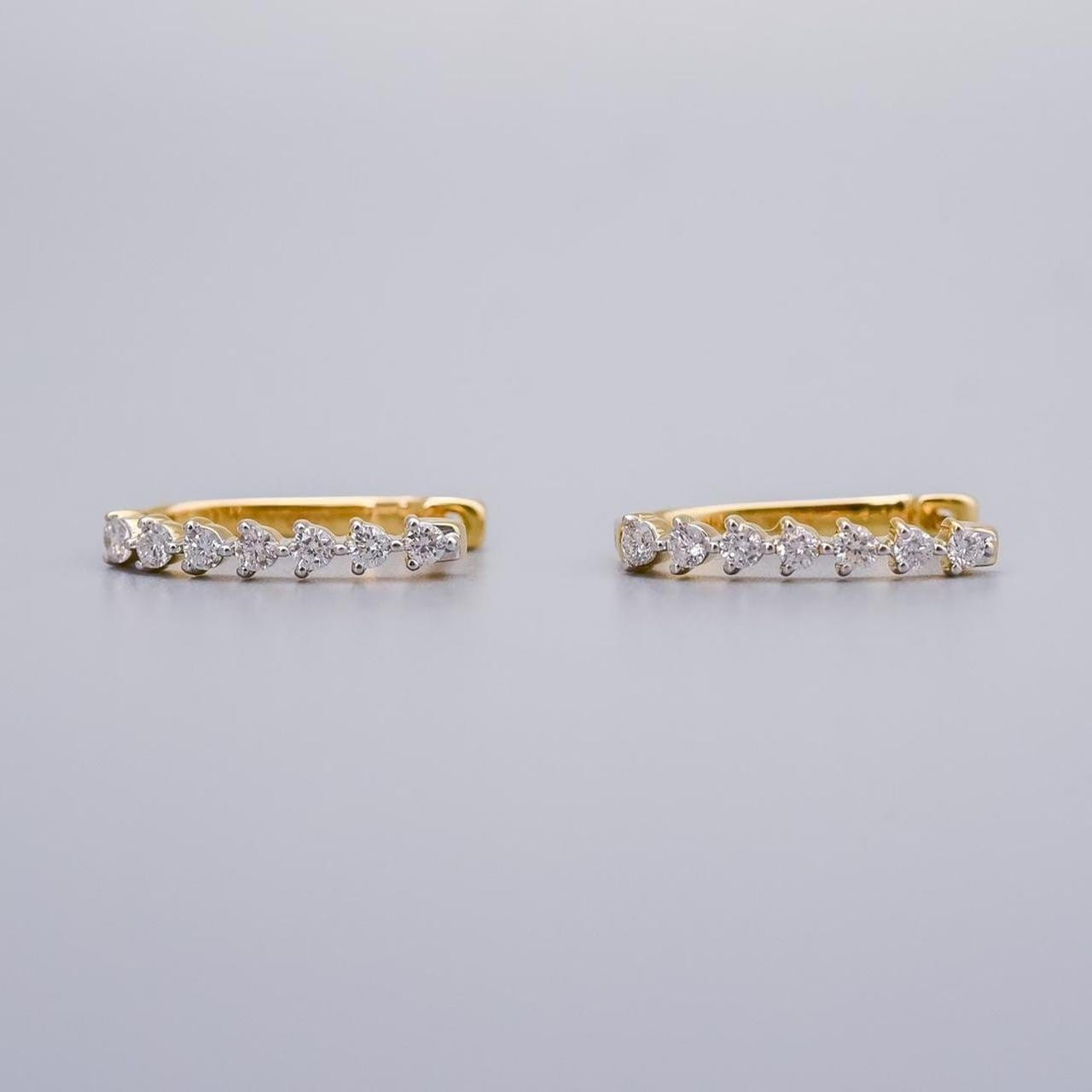 18K Gold Diamond Clip Hoops