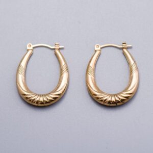 9K Gold Oval Hoops