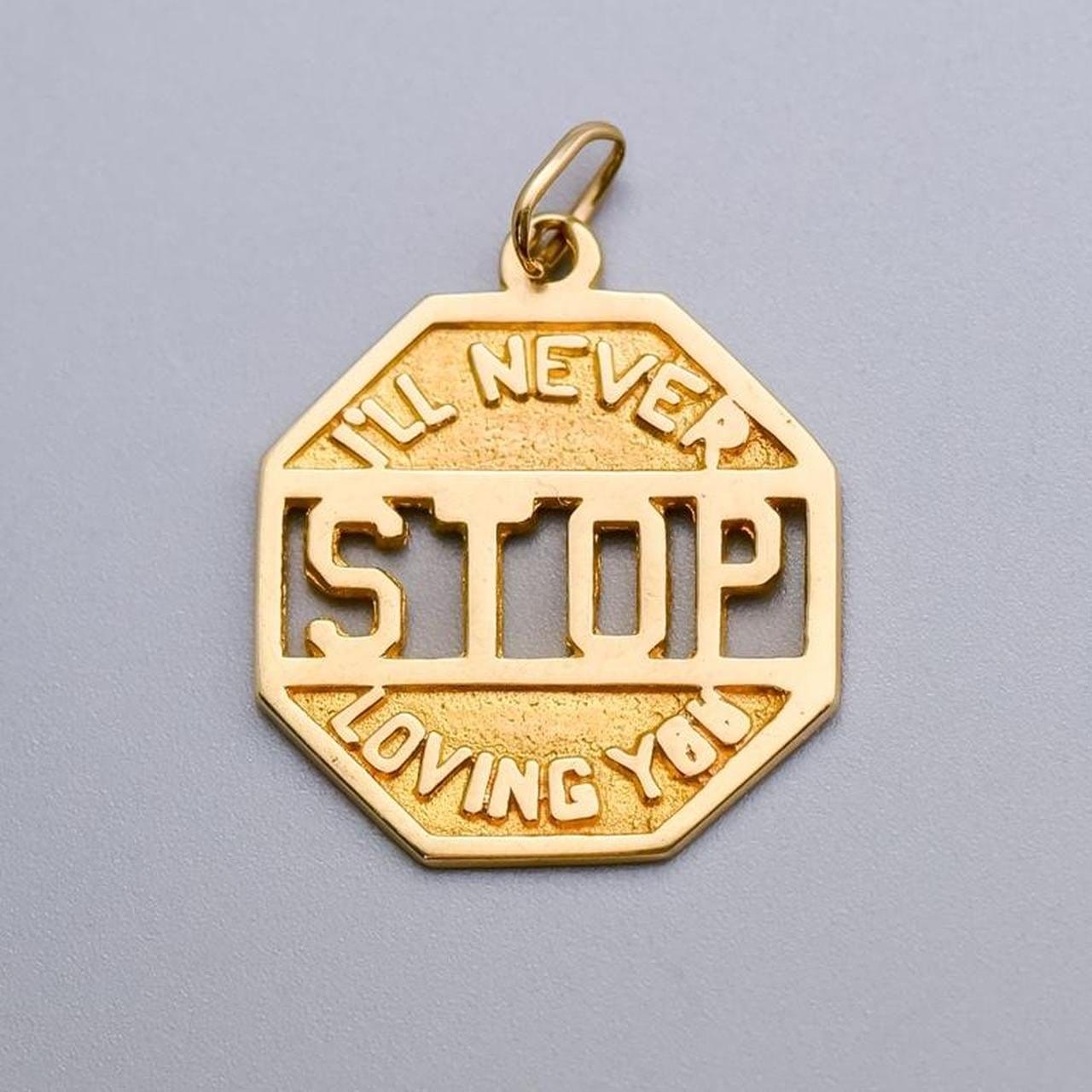 10K Gold Stop Sign Pendant