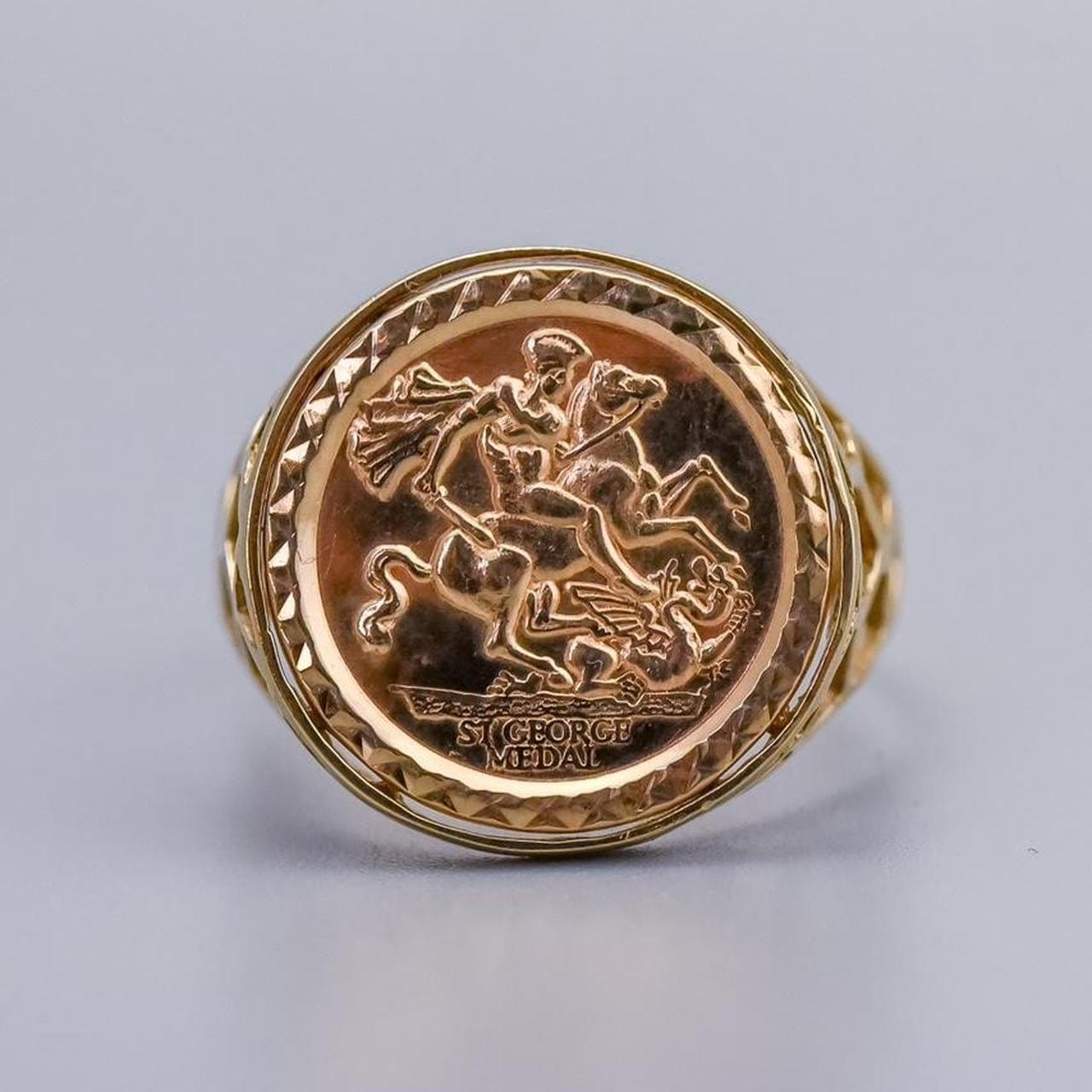 9K Gold Sovereign Style Coin Ring