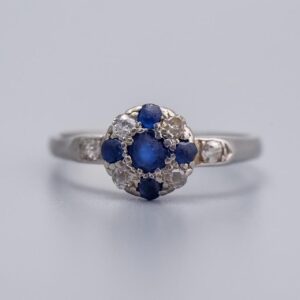 Platinum Sapphire and Diamond Ring