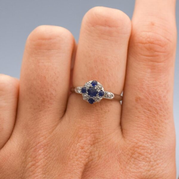 Platinum Sapphire and Diamond Ring