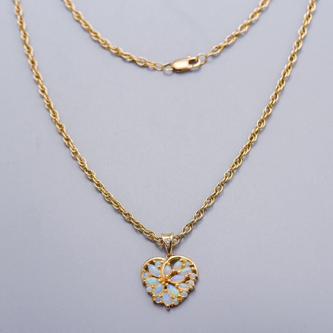 9K Gold Opal Pendant Necklace
