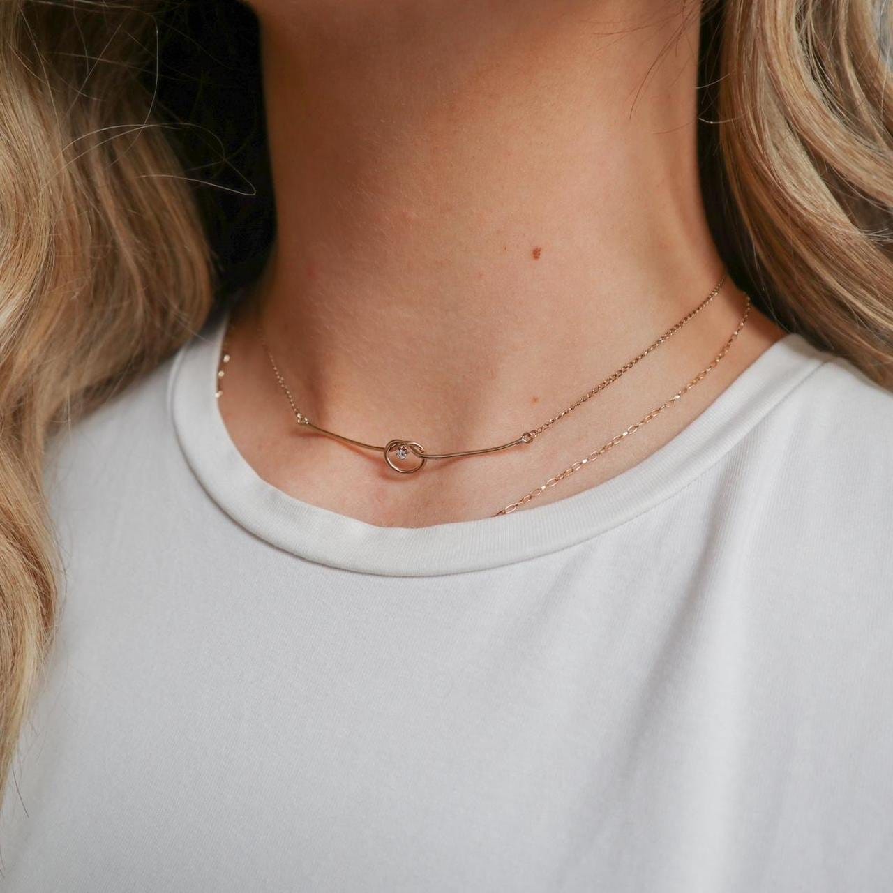 9K Gold Diamond Knot Pendant Necklace