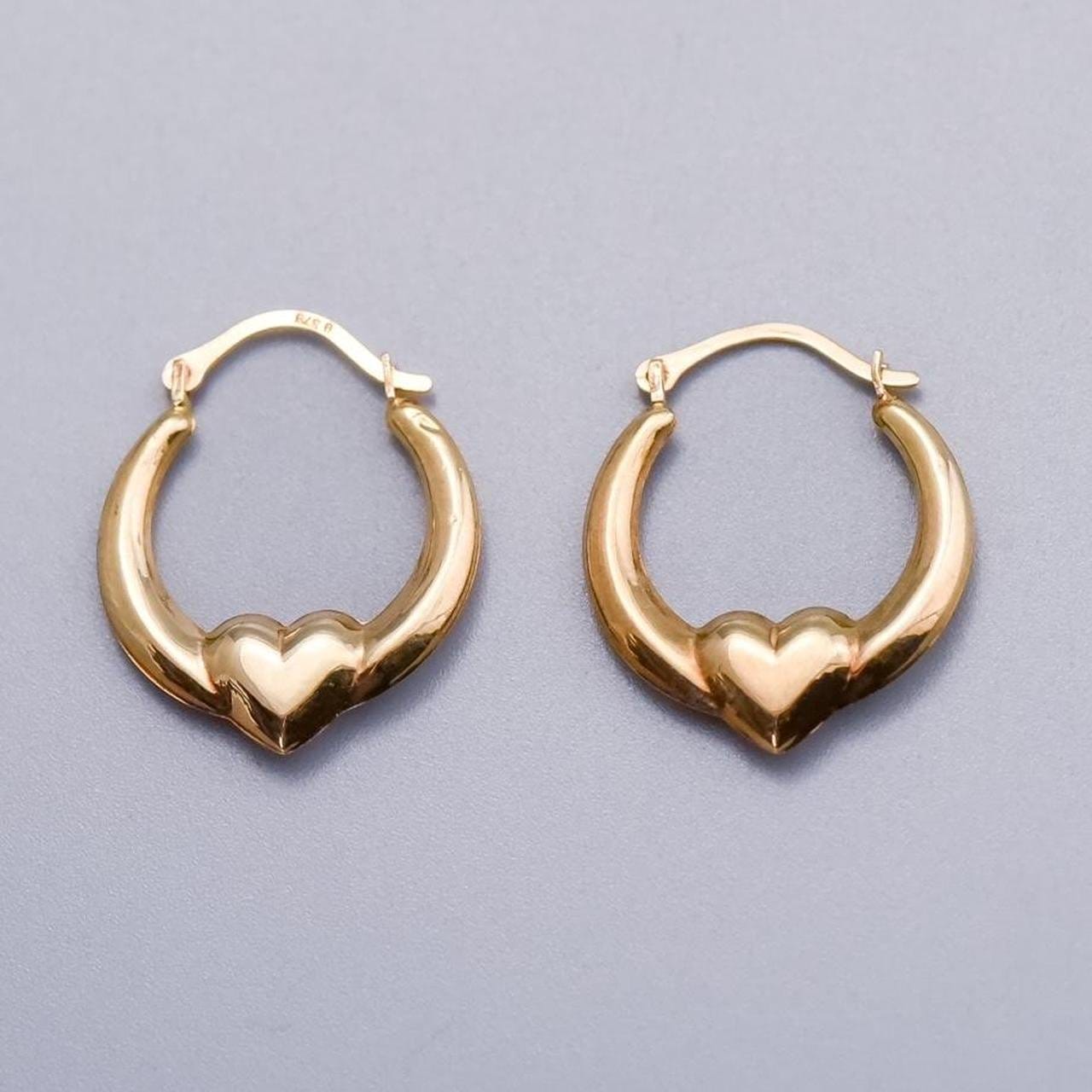 9K Gold Heart Hoops
