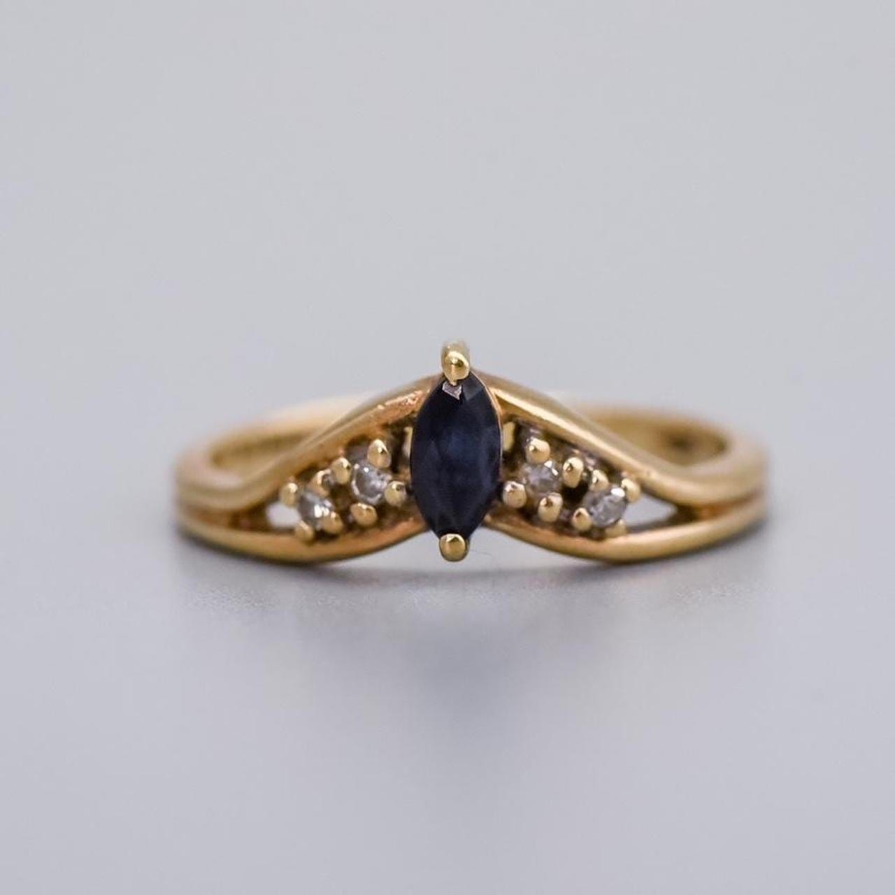 9K Gold Sapphire and Diamond Ring