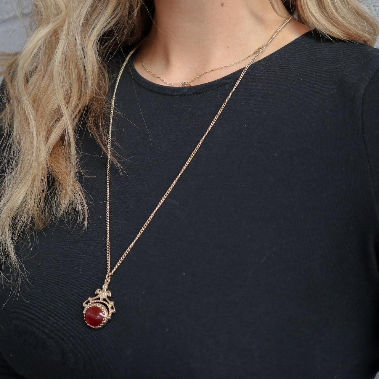 9K Gold Fob Pendant Necklace