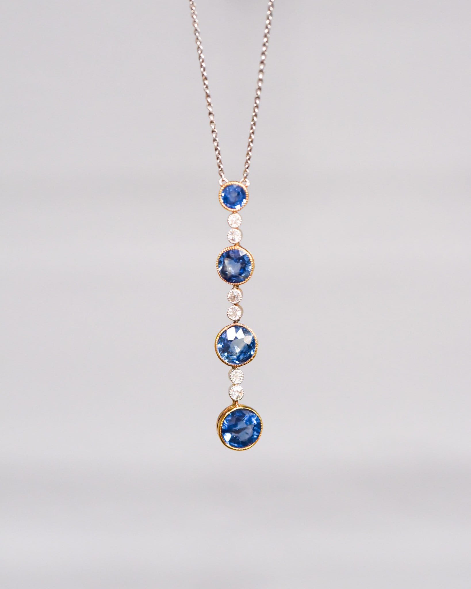 18K White Gold Sapphire and Diamond Necklace