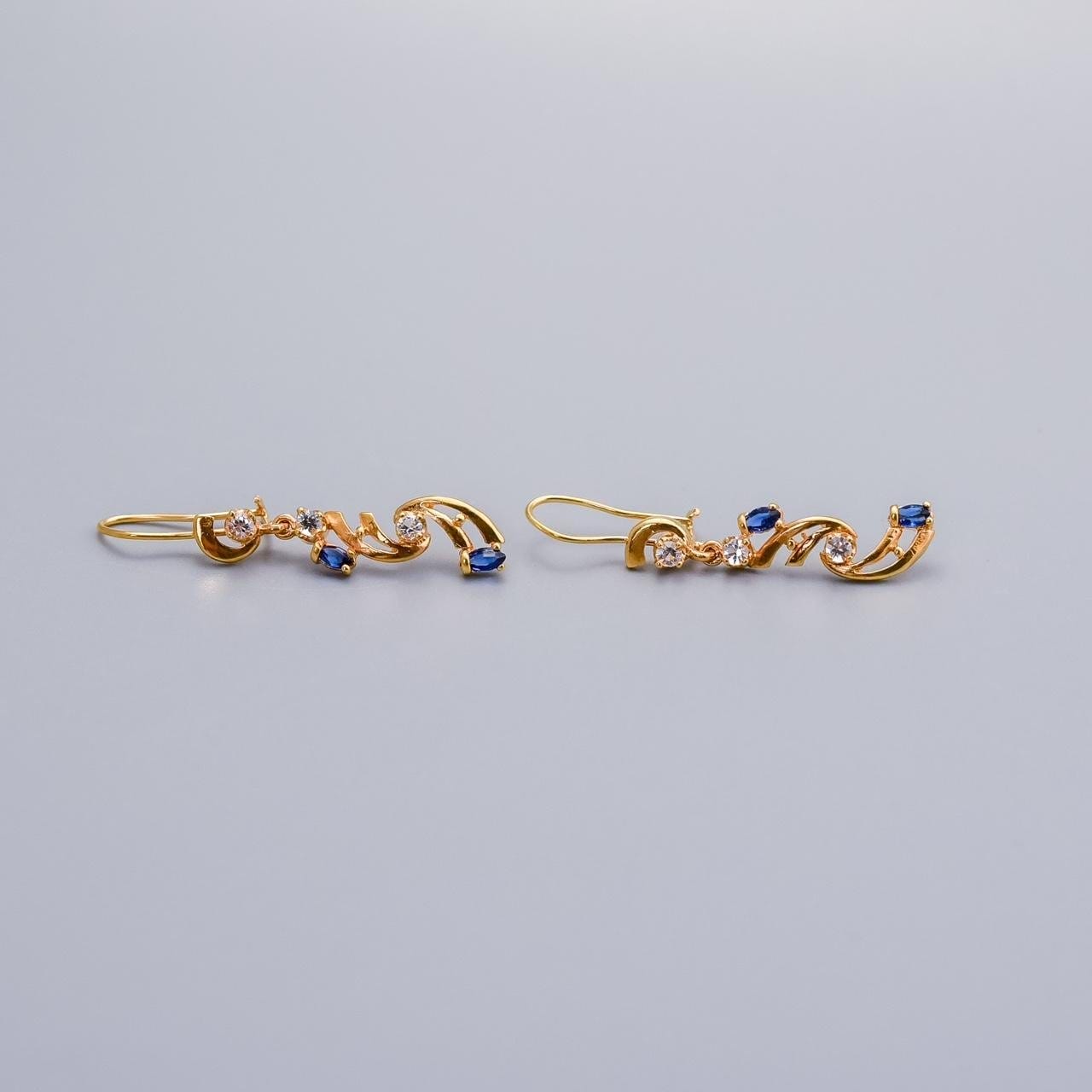 18K Gold Sapphire and Diamond Dangly Earrings