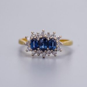 18K Gold Sapphire and Diamond Ring