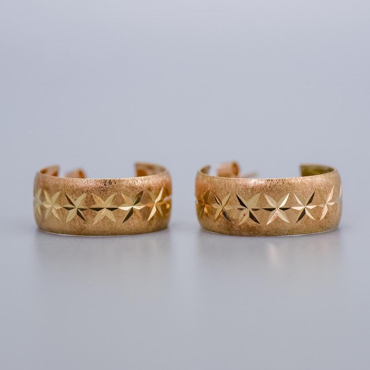 9K Gold Patterned Hoop Earrings