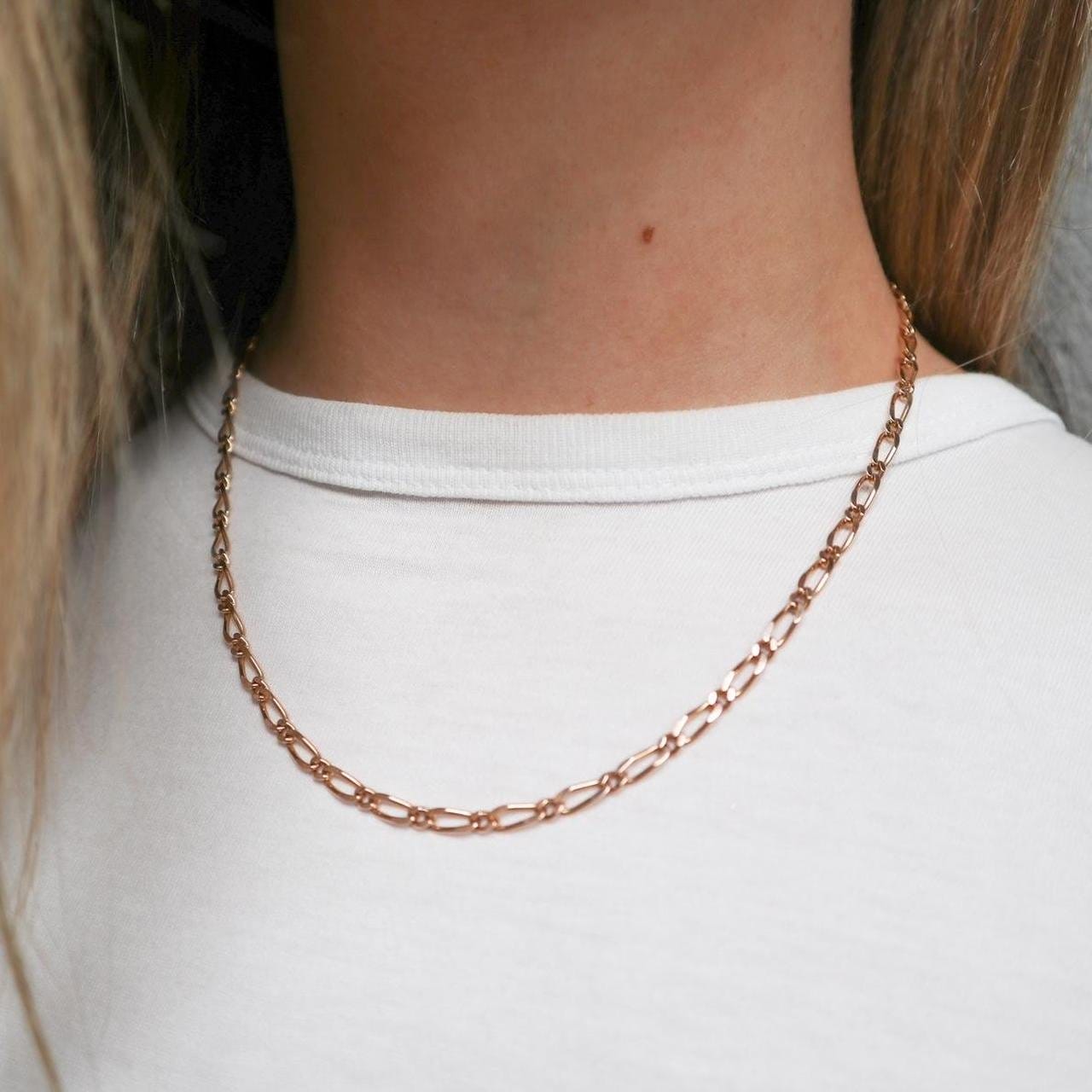 9K Rose Gold Figaro Chain Necklace