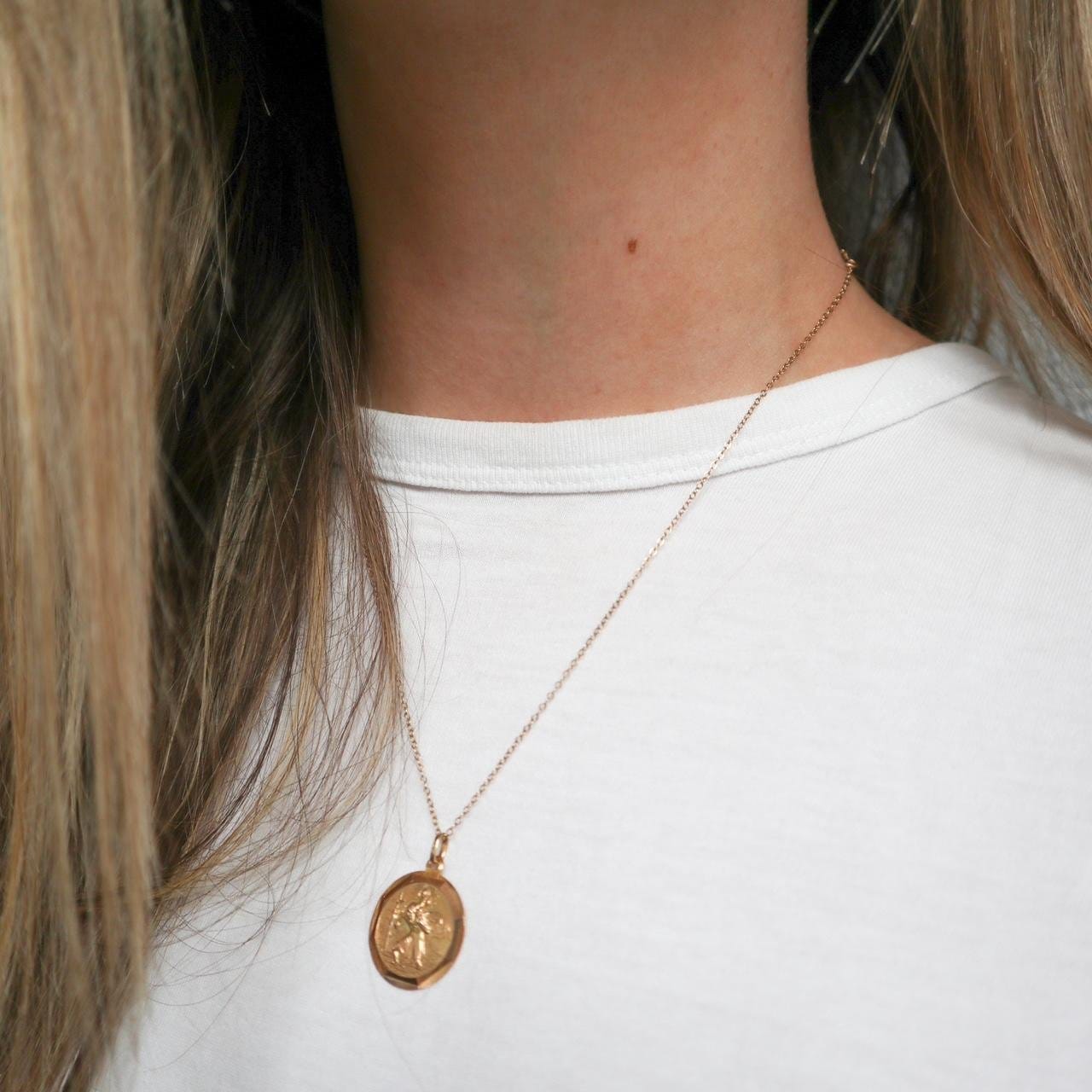 9K Gold St. Christopher Pendant Necklace