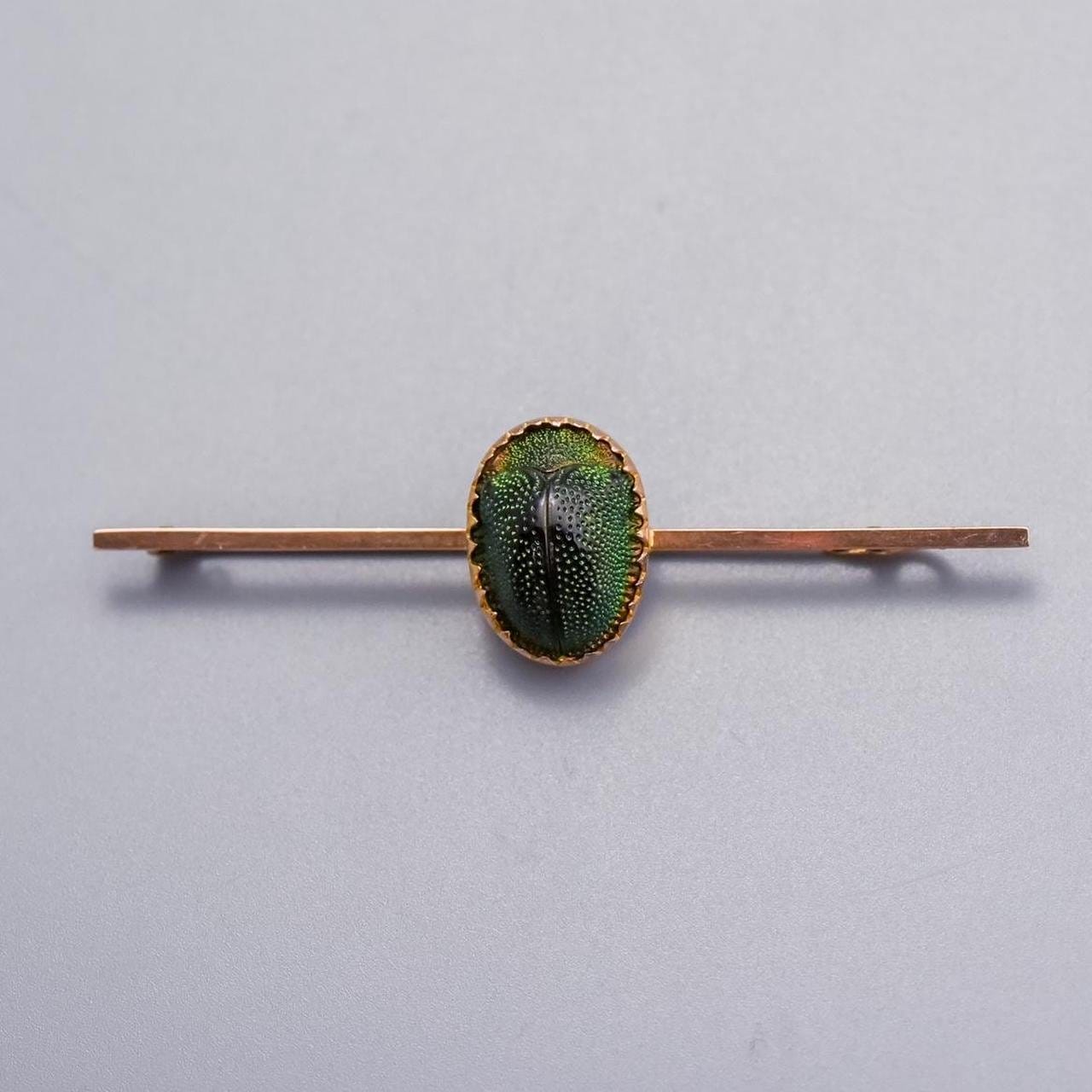 9K Gold Scarab Beetle Brooch