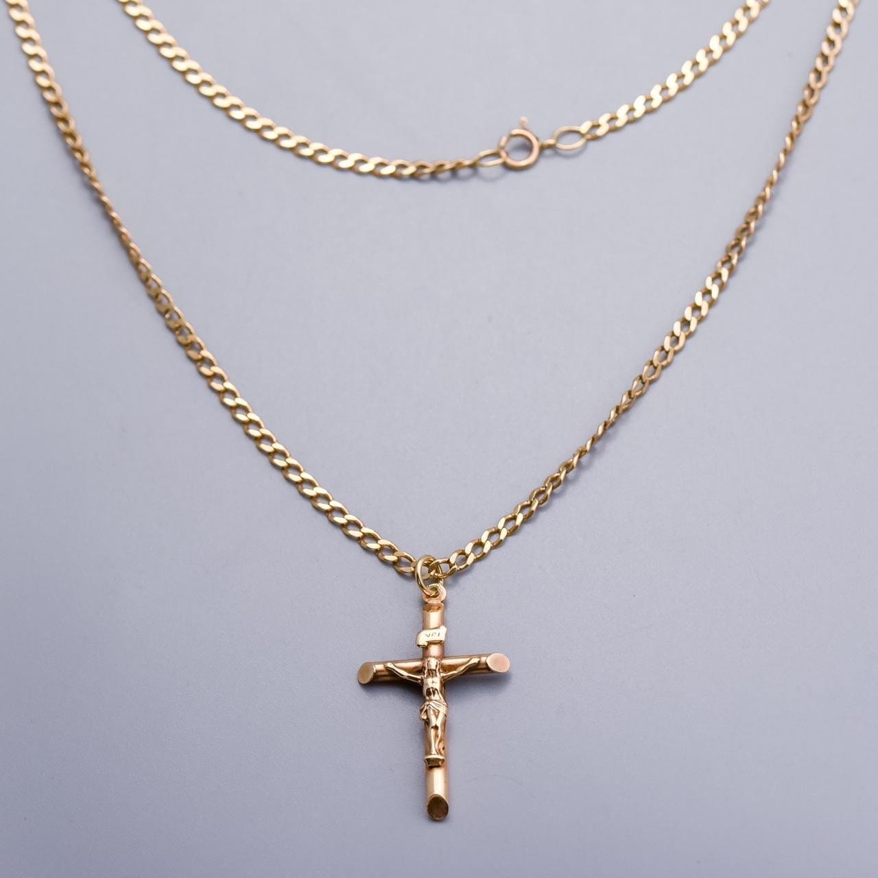 9K Gold 'INRI' Cross Pendant Necklace