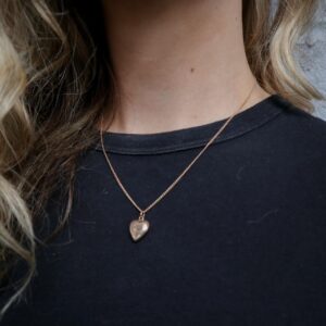 Solid 9K Rose Gold Heart Pendant Necklace