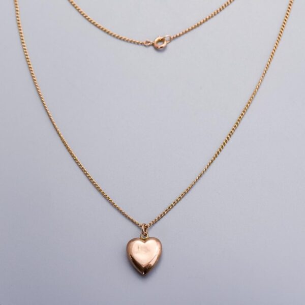 Solid 9K Rose Gold Heart Pendant Necklace