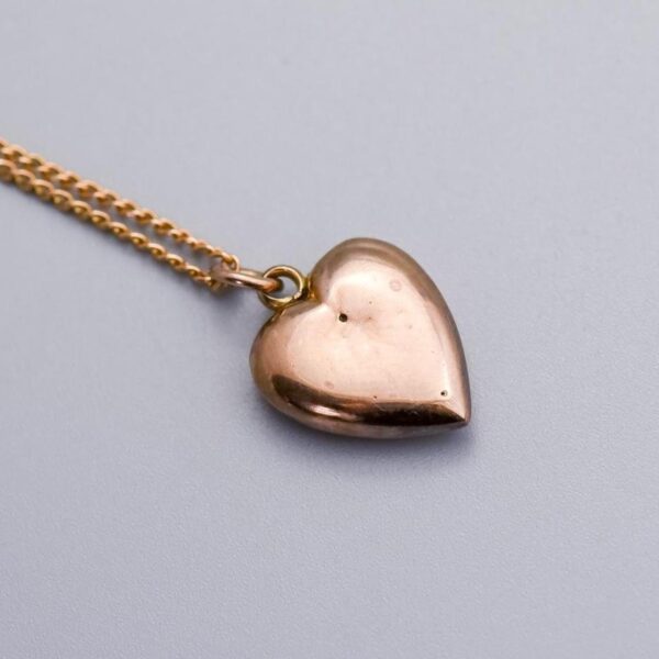 Solid 9K Rose Gold Heart Pendant Necklace