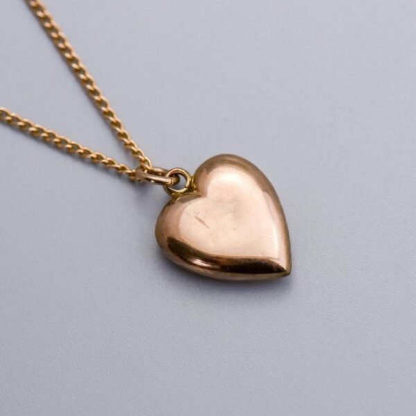 Solid 9K Rose Gold Heart Pendant Necklace