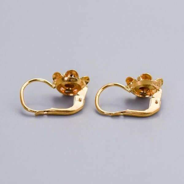 18K Gold Diamond Flower Earrings