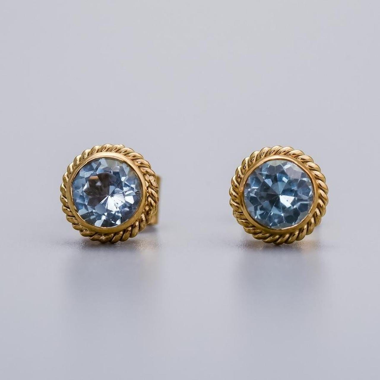9K Gold Blue Topaz Stud Earrings