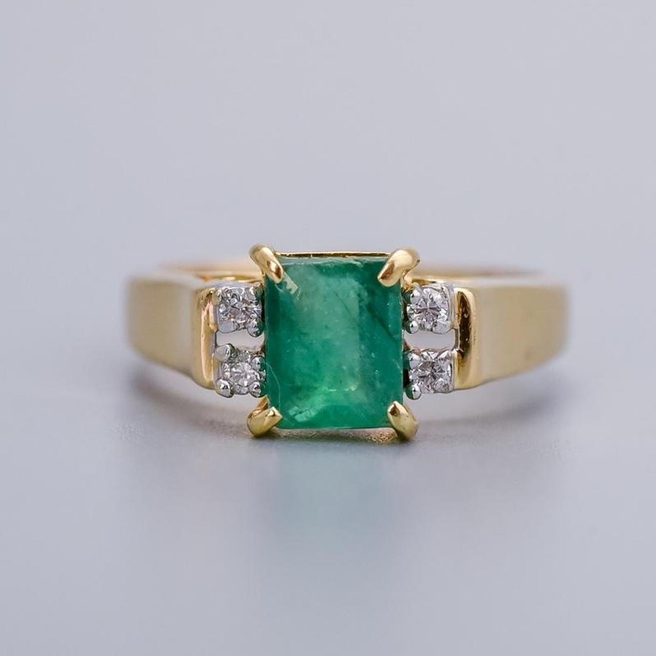 14K Gold Emerald and Diamond Ring