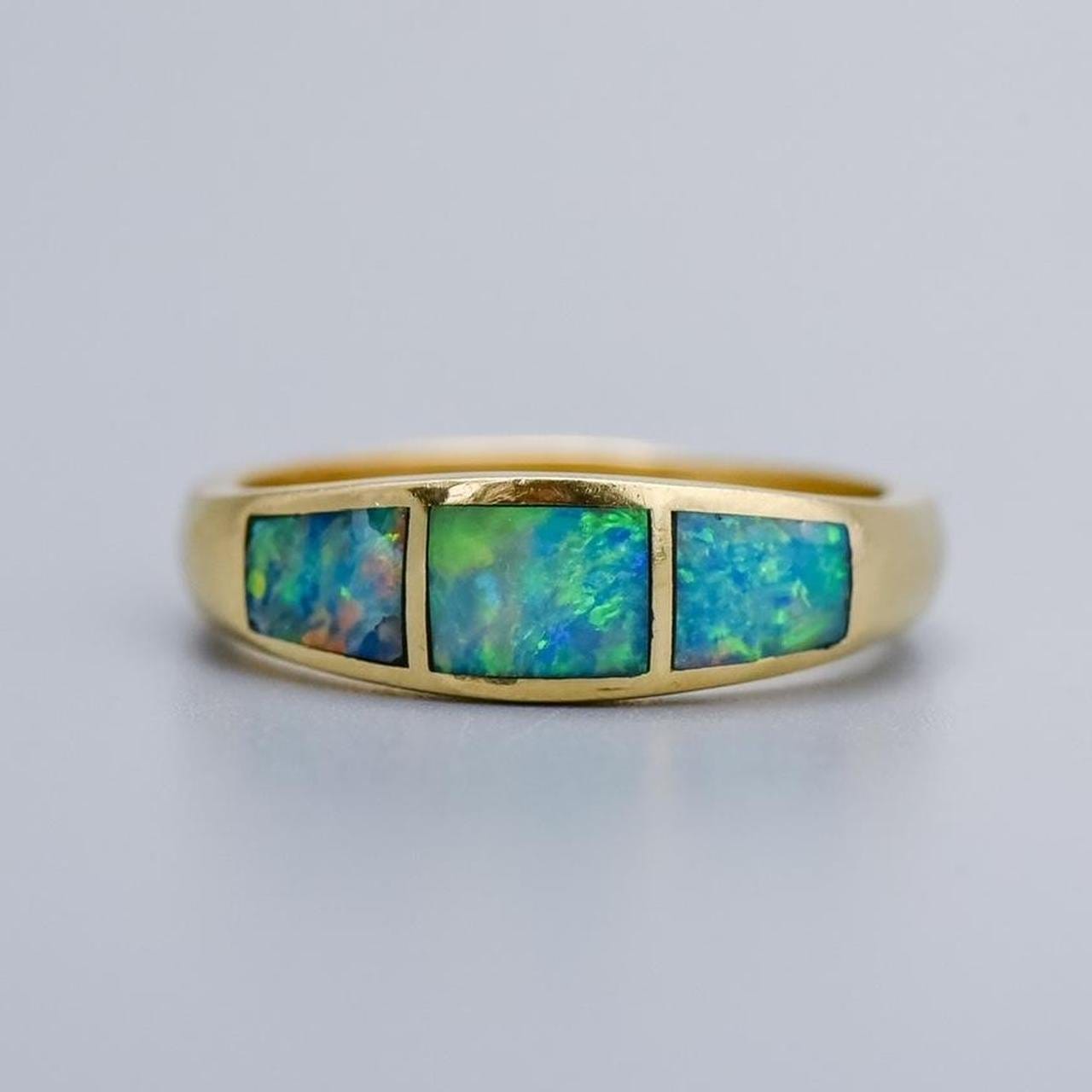 14K Gold Blue Opal Ring