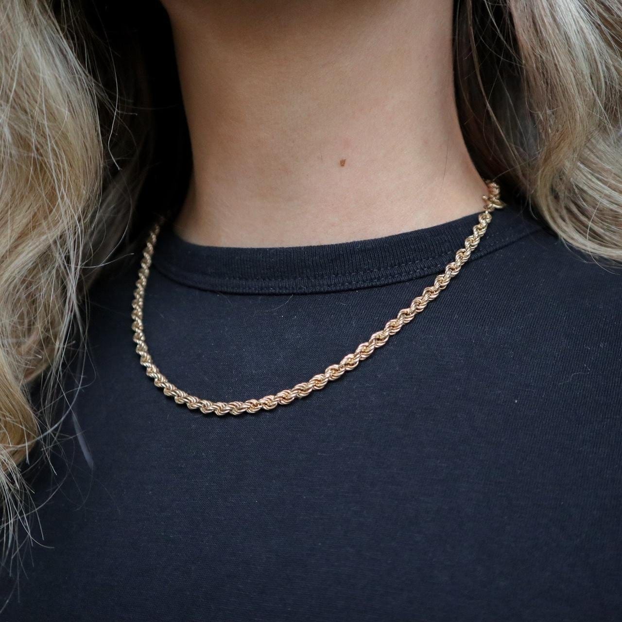 9K Gold Rope Chain Necklace