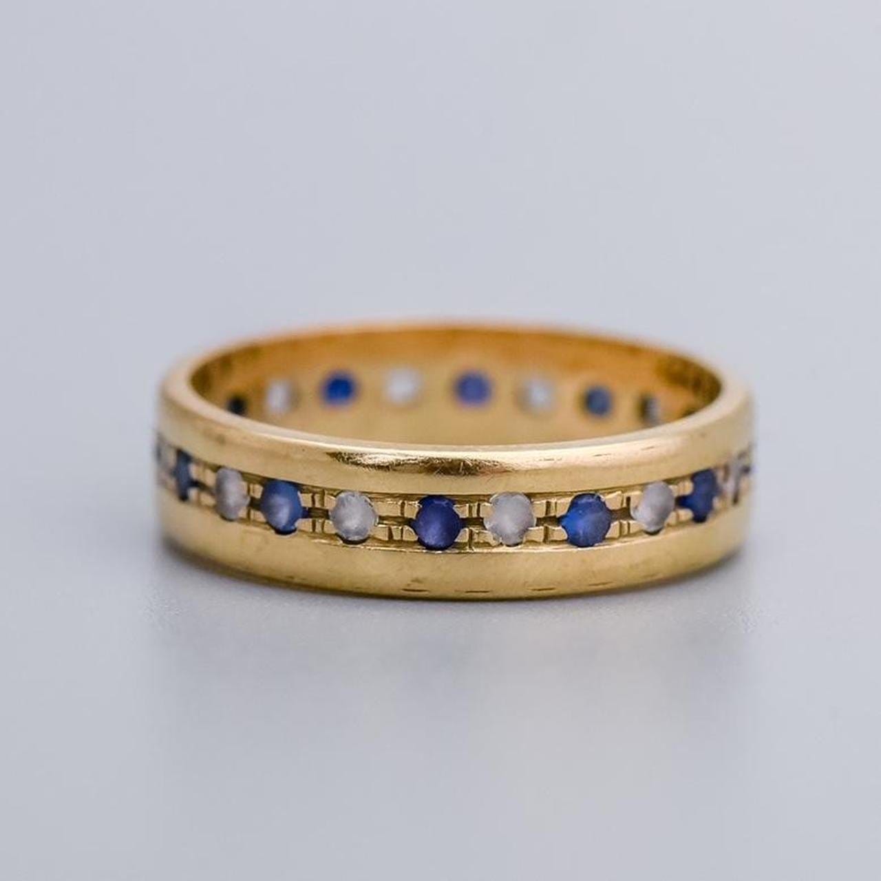 9K Gold Sapphire & Zircon Band