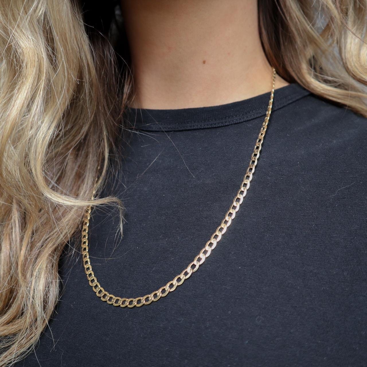 9K Gold Curb Chain Necklace