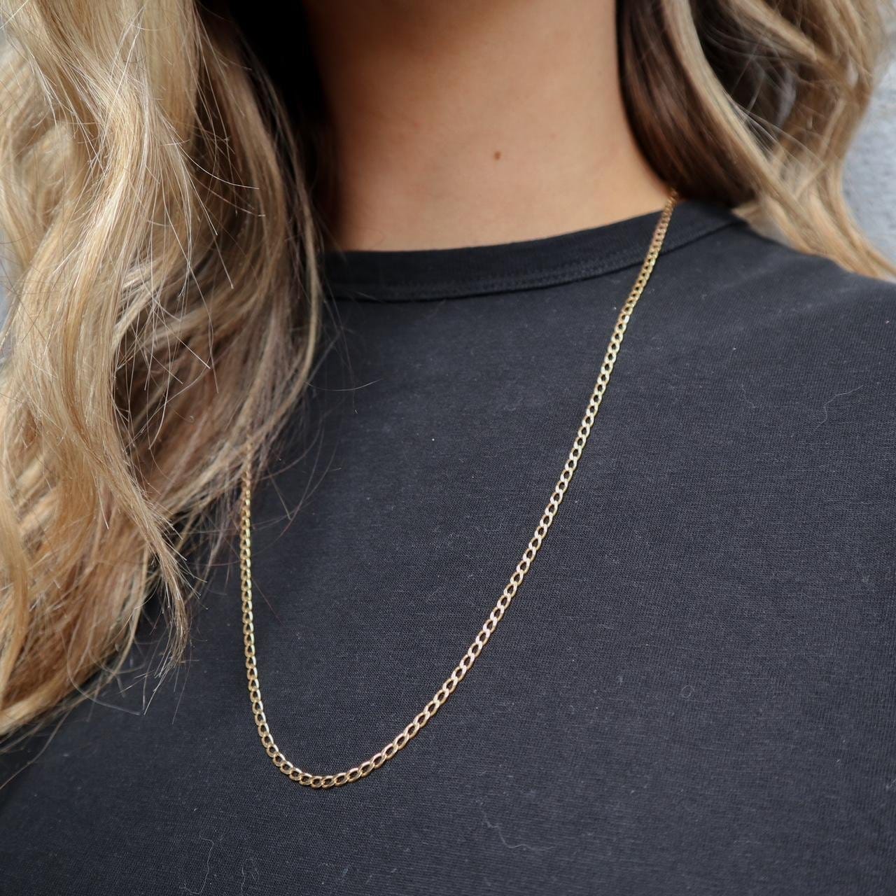 9K Gold Curb Chain Necklace
