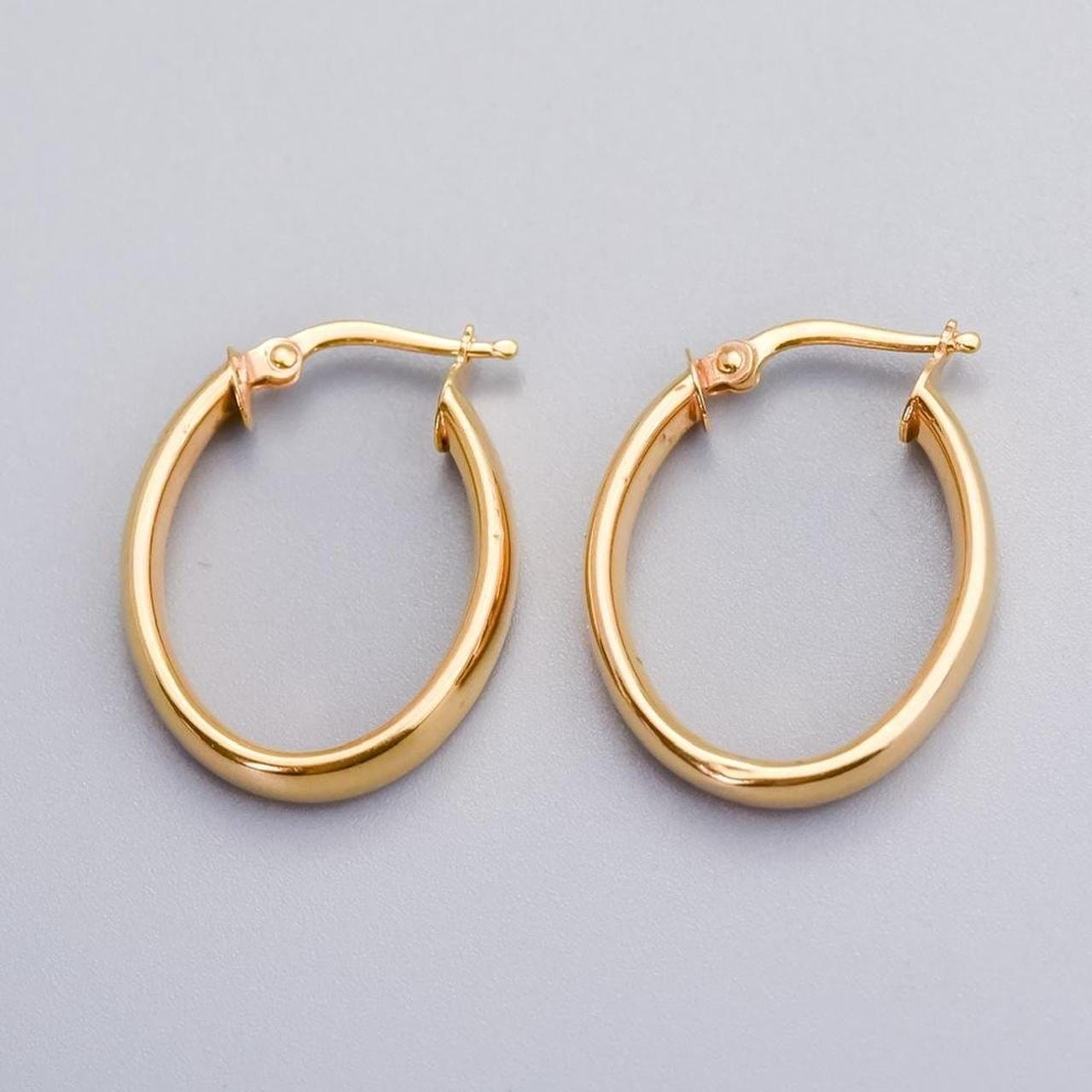 9K Gold Oval Hoop Earrings
