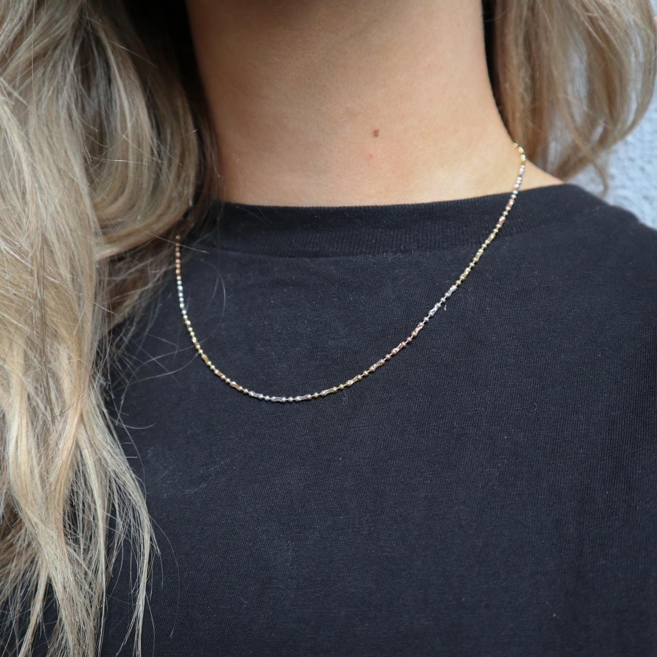 18K Gold Beaded Bamboo Chain Necklace