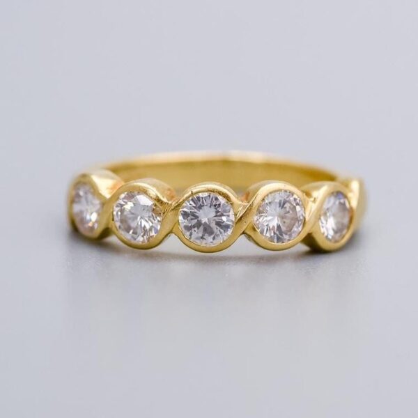18K Gold Five Diamond Ring