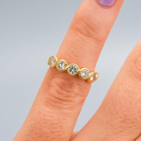 18K Gold Five Diamond Ring