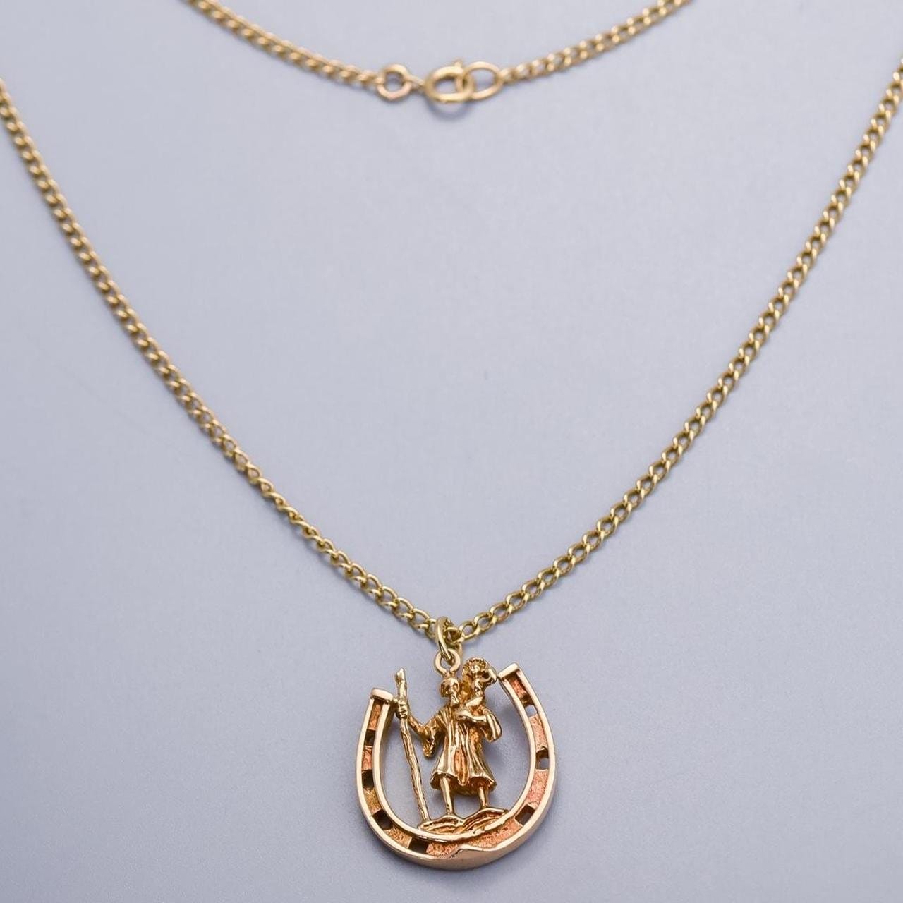 9K Gold St. Christopher Pendant Necklace