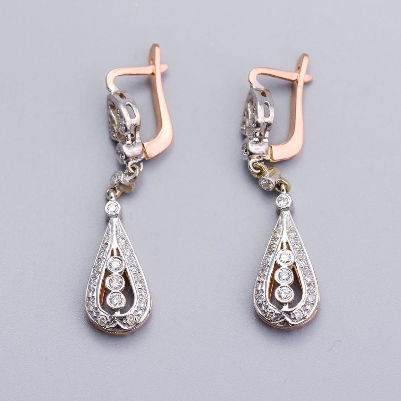 14K Gold Diamond Droplet Earrings