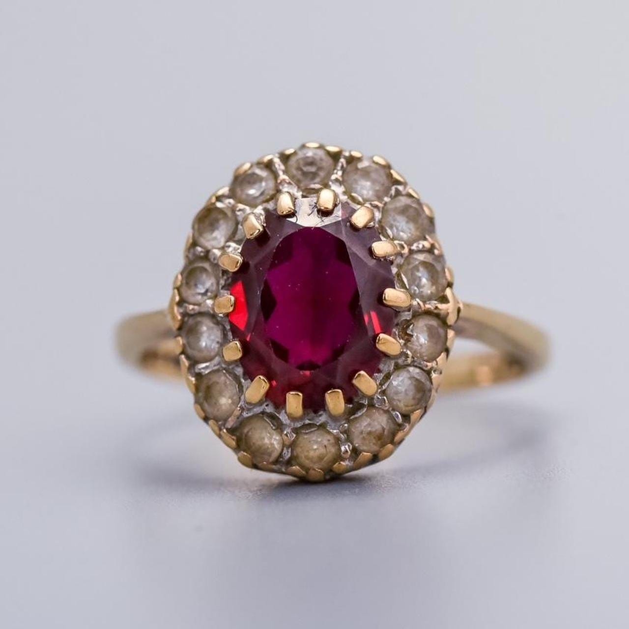 9K Gold Synthetic Ruby Ring