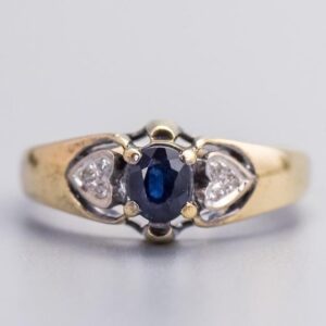 18K Gold Sapphire & Diamond Ring