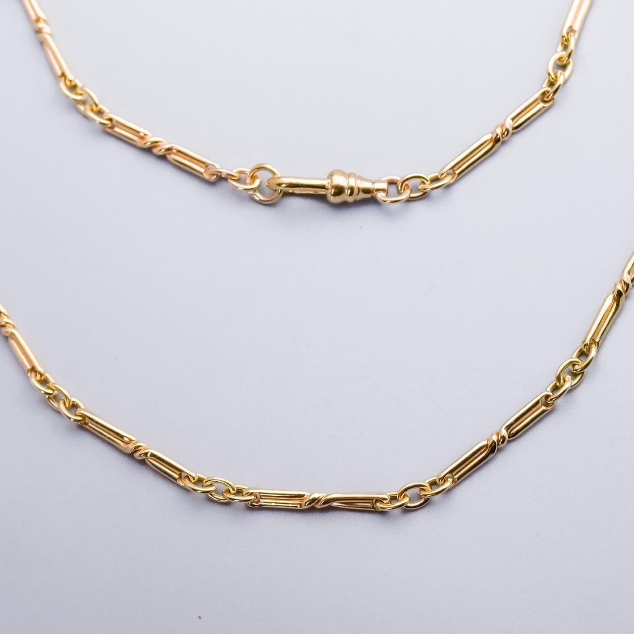 9K Gold Figaro Style Albert Chain Necklace