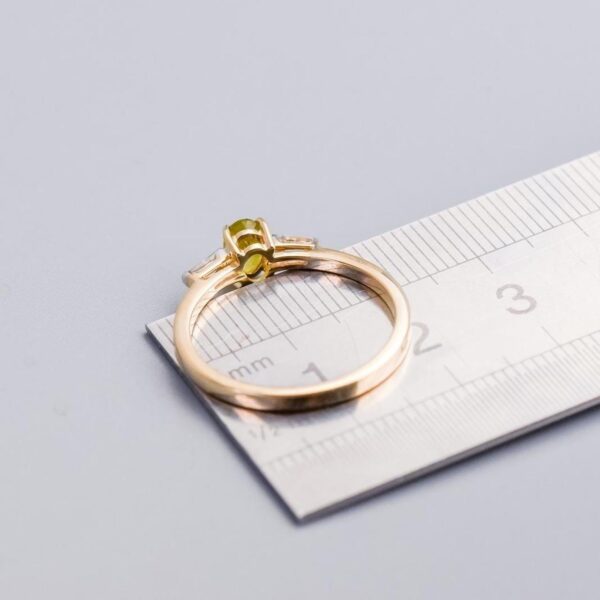 10K Gold Sphene & White Zircon Ring