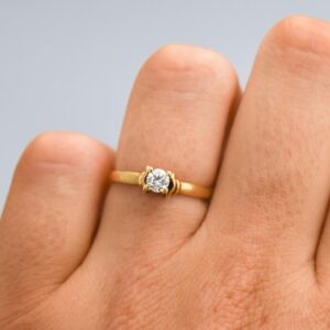 18K Gold Solitaire Diamond Ring