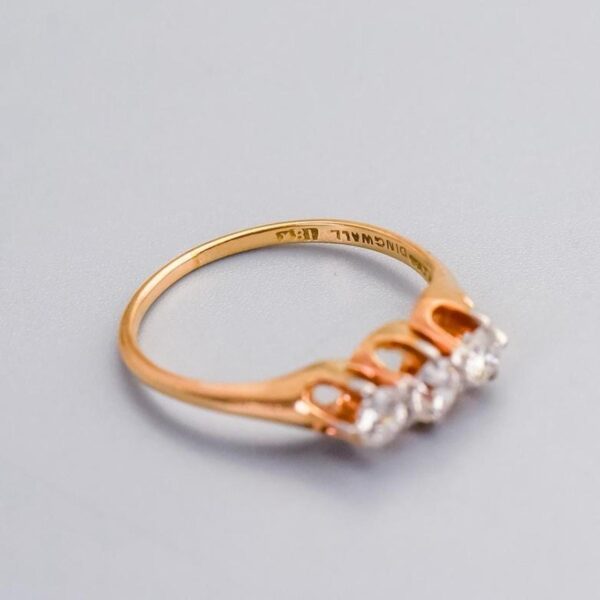18K Gold Antique Diamond Trilogy Ring