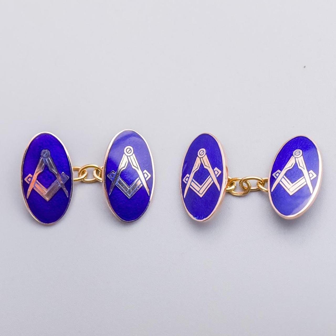 9K Gold Enamel Masonic Cufflinks