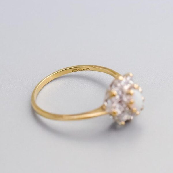 9K Gold Opal and CZ Ring
