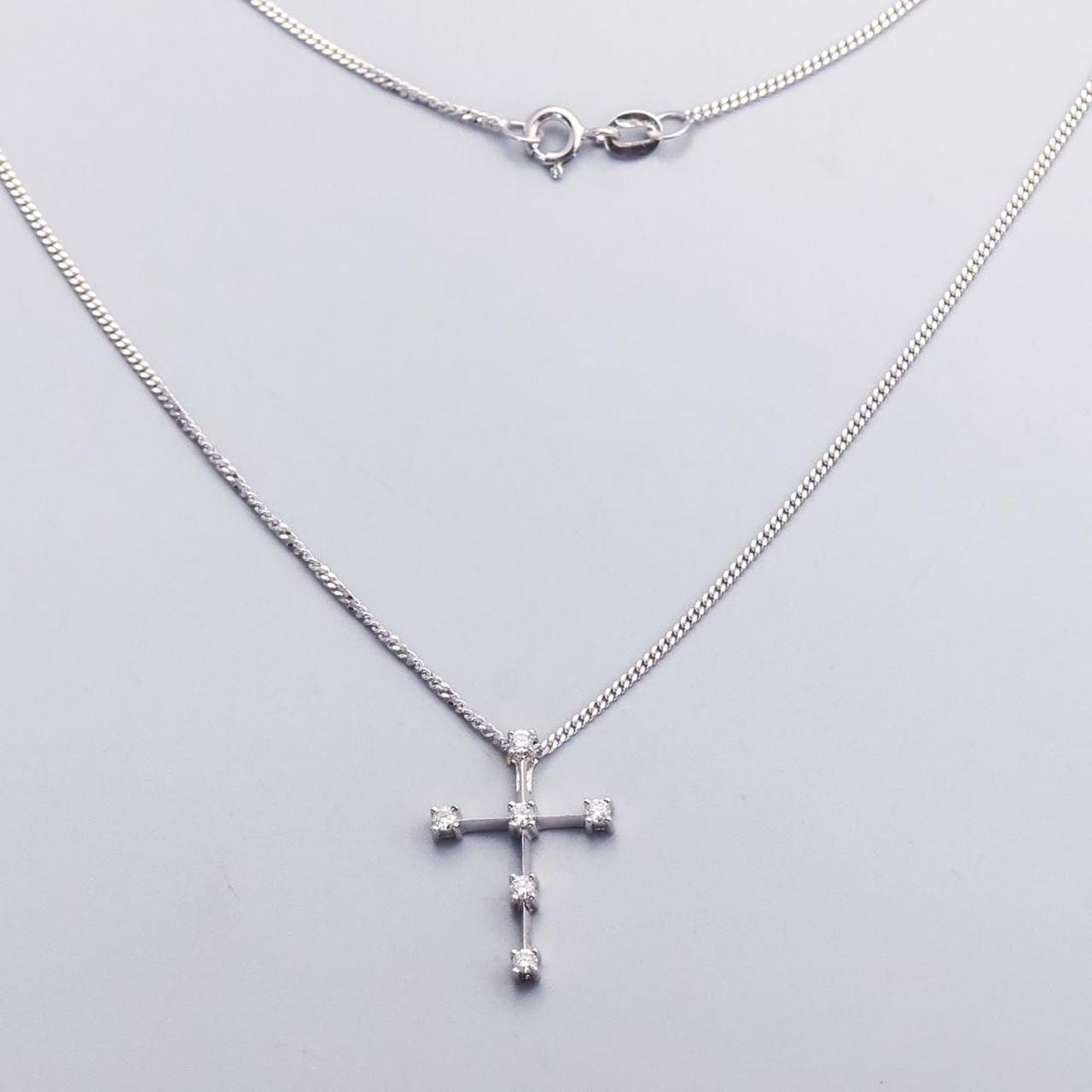 9K White Gold Diamond Cross Necklace