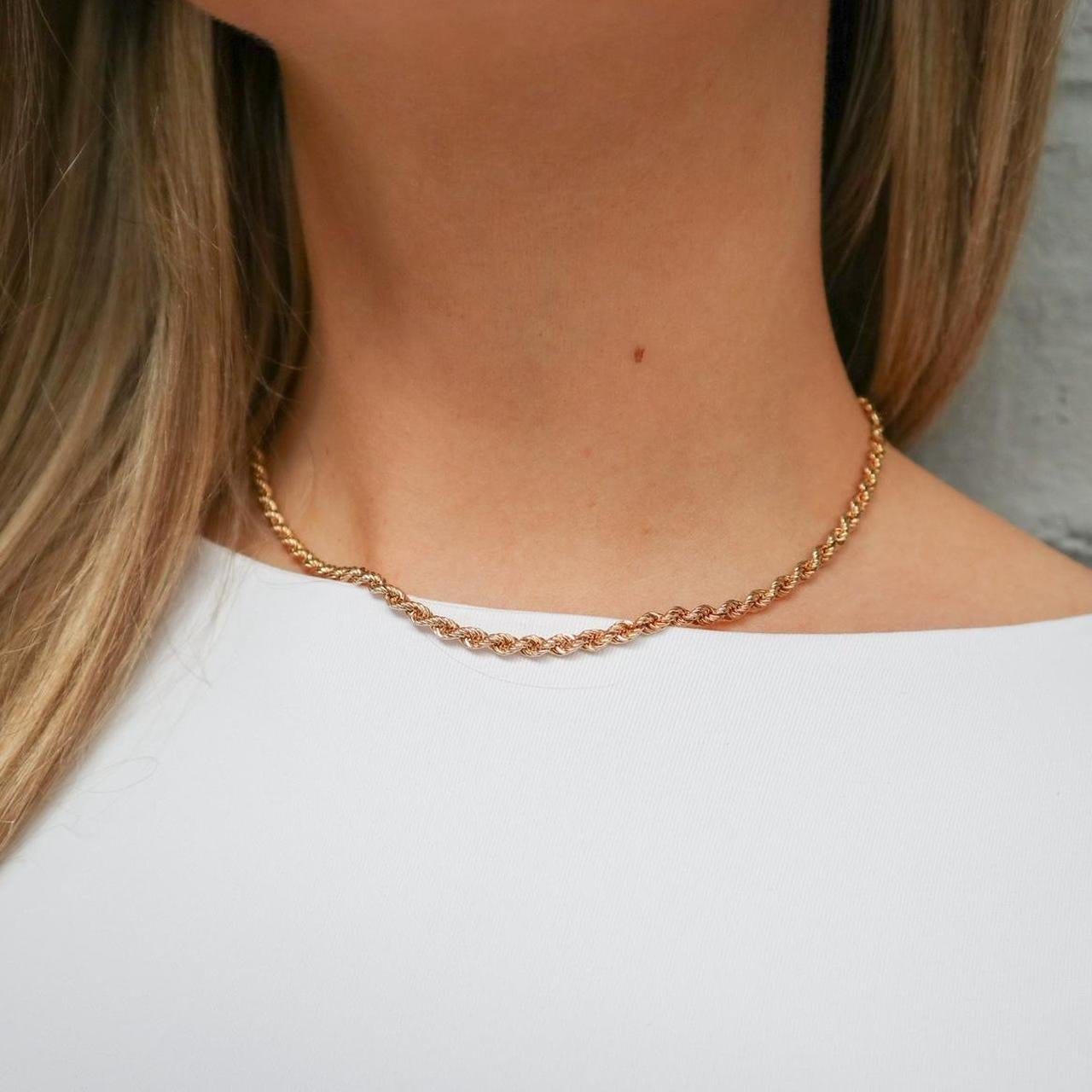 9K Gold Rope Chain Necklace