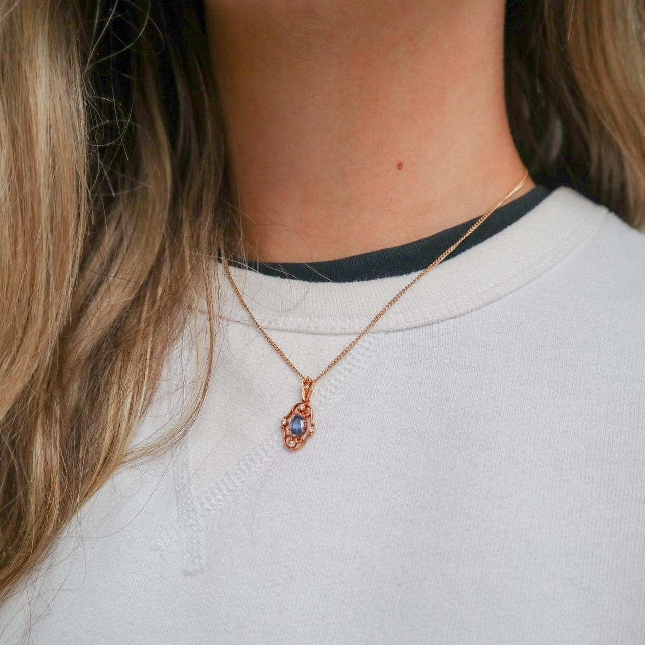 9K & 18K Gold Victorian Sapphire Pendant